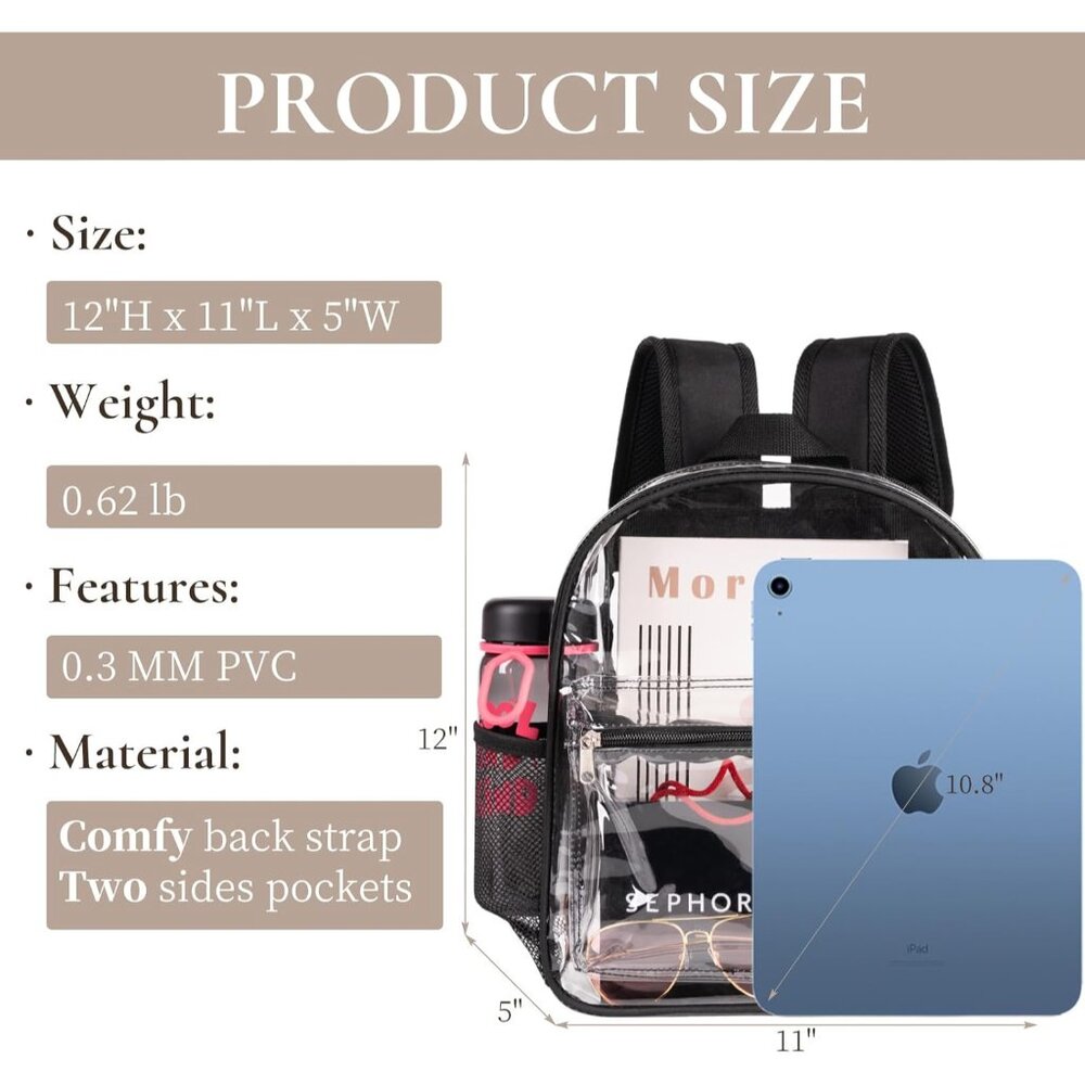 Stadium Approved Transparent Backpack - Easy Secu… - image 3